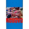A HOCKEY skateboard with a picture of a woman laying on the beach.