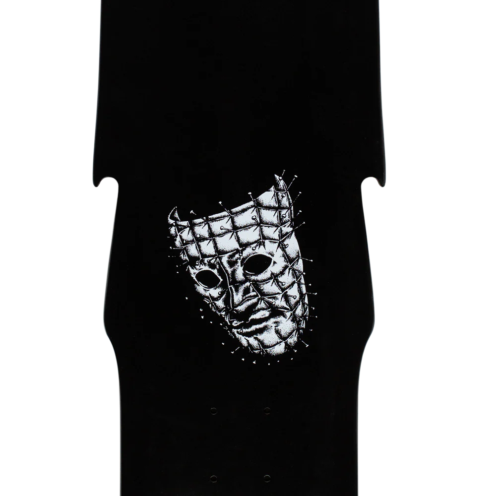 A HOCKEY RODRIGUES BELZINZ skateboard deck with a mask on it.