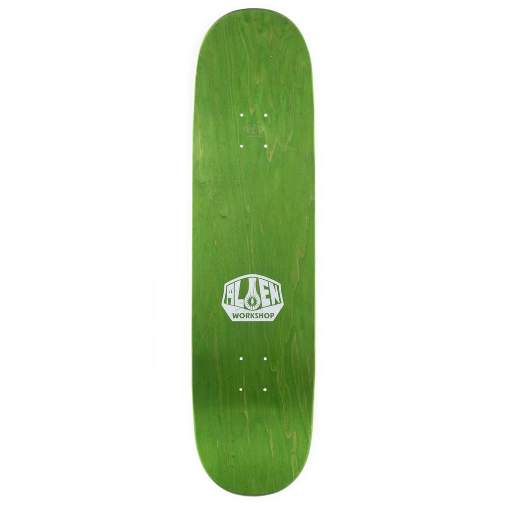 Green skateboard deck with a white ALIEN WORKSHOP SPECTRUM FULL TWIN logo in the center.