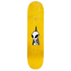 Yellow ALIEN WORKSHOP VISITOR REALITY PLEXI LAM Shape skateboard deck with an Alien Workshop graphic design.