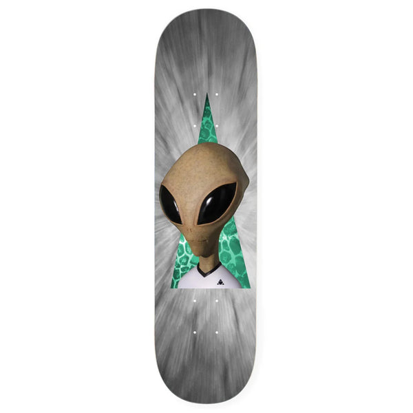 ALIEN WORKSHOP-themed skateboard deck with VISITOR REALITY PLEXI LAM graphic design.