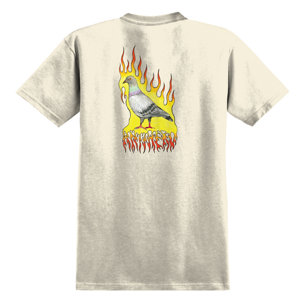 A white ANTIHERO FLAME PIGEON tee, perfect for the beach bum in you.