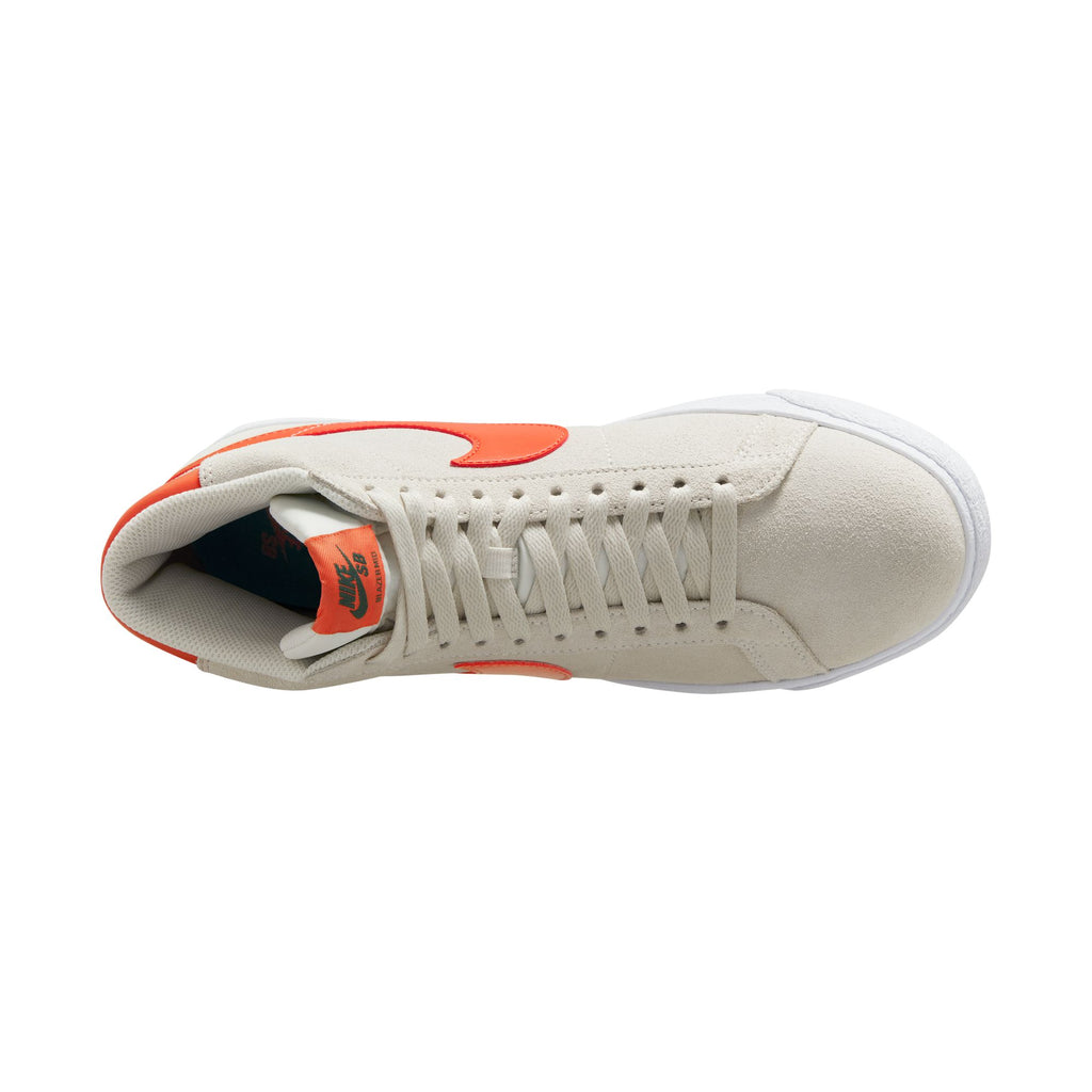 Top view of a white and orange Nike SB Blazer Mid Phantom / Cosmic Clay sneaker.