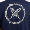 Men's navy blue t-shirt with a white floral peace symbol design made of sequins, crafted from 100% COTTON. - Nike SB Yuto Tee Midnight Navy by Nike