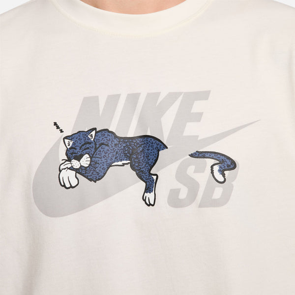 nike NIKE SB PANTHER SKATE TEE SAIL men's skate t-shirt with a leopard graphic on a white, 100% cotton fabric.
