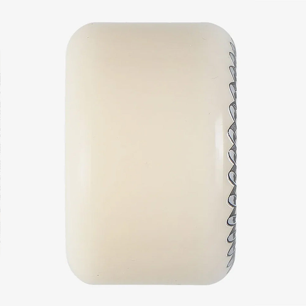 The BONES X-FORMULA V7 DOUBLE LOCKS 54MM 97A offers enhanced safety with slide control, featuring a pattern along one edge on the white rectangular-shaped soap.