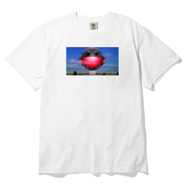 A CLOSER white t-shirt with a printed image of a red balloon.