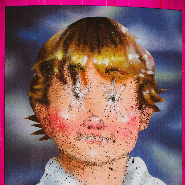 A stylized portrait inspired by FUCKING AWESOME X SICKID CURREN CLASS PHOTO, featuring star effects on eyes and cheeks, a blurred background, and a vivid pink border—true to FUCKING AWESOME's bold vibe.