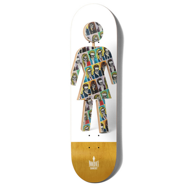 An eye-catching skateboard featuring a modern depiction of a woman, perfect for those who appreciate the artistry of Girl BANNEROT MODERNICA OG from the brand Girl.