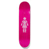 A pink Girl skateboard with an image of a woman on it.