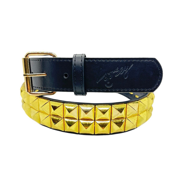 A LOOSEY LEO BAKER STUD BELT with gold spikes and a reversible buckle.