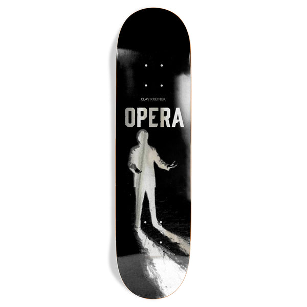 A 7-ply OPERA skateboard with the word OPERA KREINER PRAISE on it.