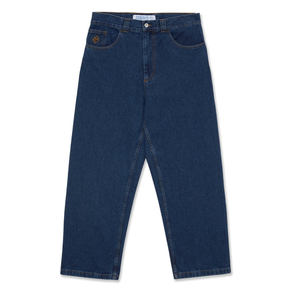 A pair of POLAR BIG BOY DARK BLUE jeans on a white background.