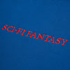A blue SCI-FI FANTASY LOGO HOODIE ROYAL with the word sci-fi fantasy on it.