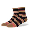 A pair of STANCE SOCKS QUARTER SPEAKEASY BLACK LARGE made with combed cotton for comfort.