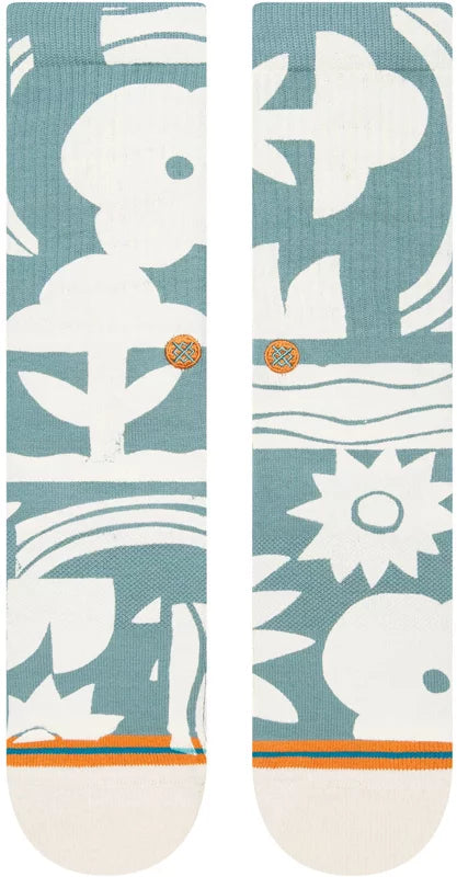 A pair of Stance socks Sun Dialed Teal Large with orange accents.