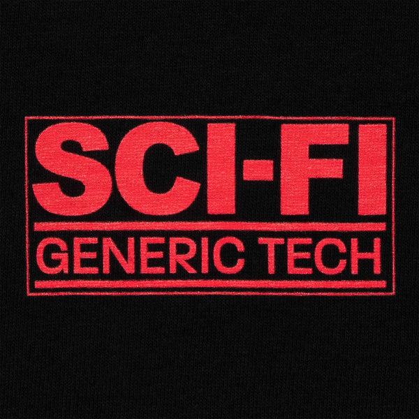Black SCI-FI FANTASY GENERIC TECH TEE WITH A RED PRINT.
