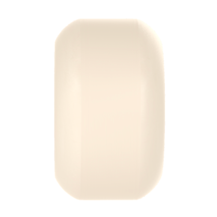 A smooth ivory capsule pill lies on a white background, as pristine as BONES X-FORMULA P-ROD V5 SIDECUT 54MM 95A skate wheels.