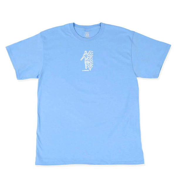 THEORIES GRIDWALKER 2 TEE SKY BLUE with a white skeletal figure graphic on the chest.