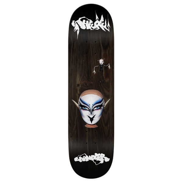 A THERE skateboard deck with a skeleton image featuring Marionette Chandler.