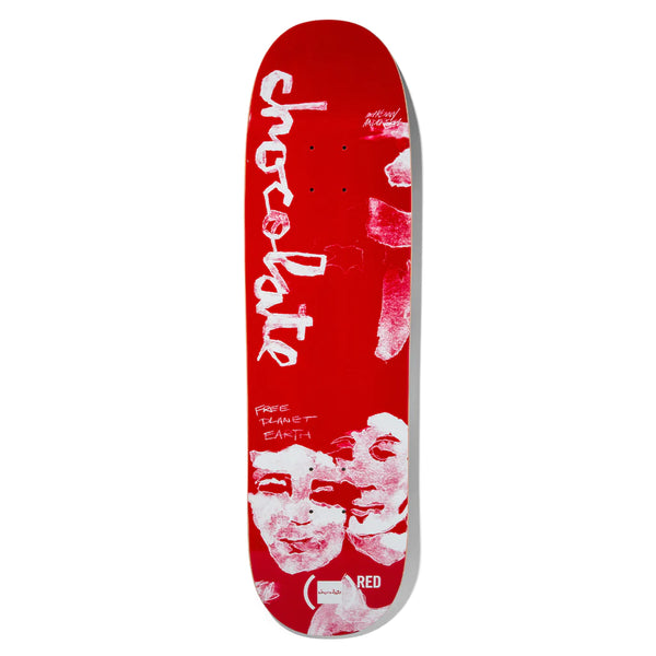 An image of a CHOCOLATE ANDERSON (RED) skateboard with the word CHOCOLATE on it.