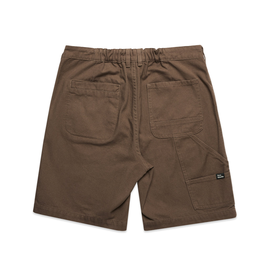 A pair of BLUETILE CANVAS WORK SHORT WALNUT with pockets.