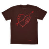 A Bluetile Skateboards "STUPID'S ARROW" Tee Chestnut t-shirt with a heart and an arrow on it.