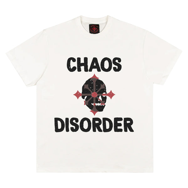 Disorder Disorder Chaos Skull Tee White.