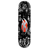 A black and white LIMOSINE skateboard deck with a central red flame design and the word "kami" at the bottom, featuring a slick bottom.