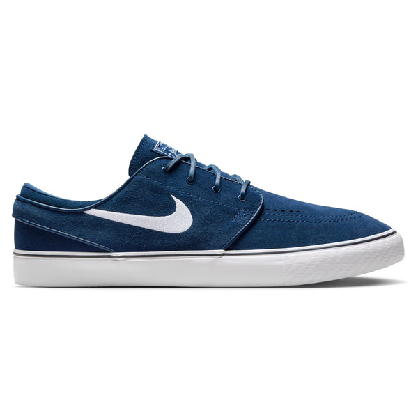 Blue and white nike SB ZOOM JANOSKI OG+ NAVY / WHITE low-top skateboarding shoes.