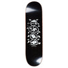 A POLAR SHIN THE SPIRAL OF LIFE BLACK skateboard with a skull and crossbones image on it.