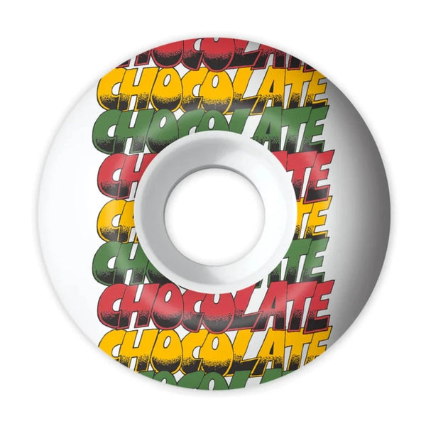 A CHOCOLATE SOUND SYSTEM 50MM 99A STAPLE skateboard wheel with the word CHOCOLATE on it.