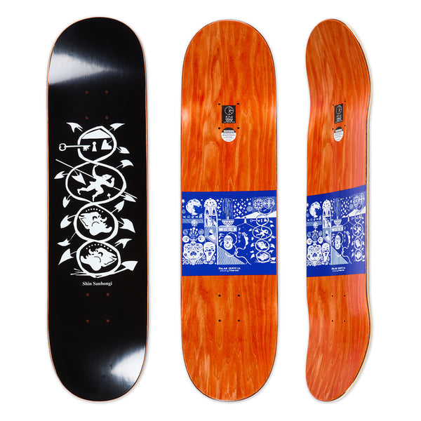 Two POLAR skateboards with Tynan Kerr designs. - Two POLAR SHIN THE SPIRAL OF LIFE BLACK skateboards with Tynan Kerr designs.