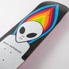 A ALIEN WORKSHOP TORCH skateboard deck featuring an alien skull logo and vibrant rainbow design from Alien Workshop Believe.