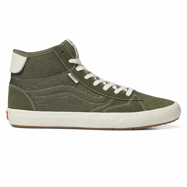 A pair of VANS THE LIZZIE QUILTED GRAPE LEAF sneakers with white laces.