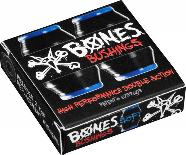The BONES HARDCORE BUSHINGS SOFT BLACK/BLUE are high-performance and offer a double action. With their hardcore bushings, they provide an exceptional level of flexibility and responsiveness. The Bones brand is known for its superior quality.