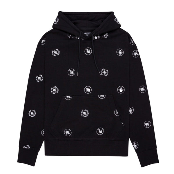 A black ELEMENT X PUBLIC ENEMY PEXE POLKA HOODIE with skulls on it.
