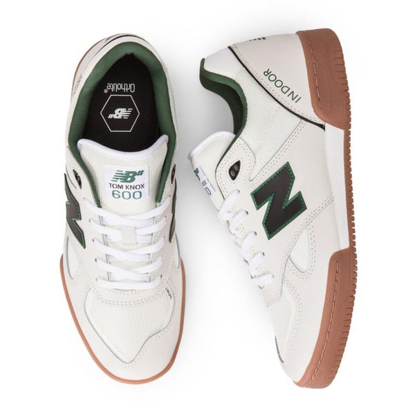 NB NUMERIC men's shoes in white and green from the NB NUMERIC KNOX 600 WHITE / GUM collection.