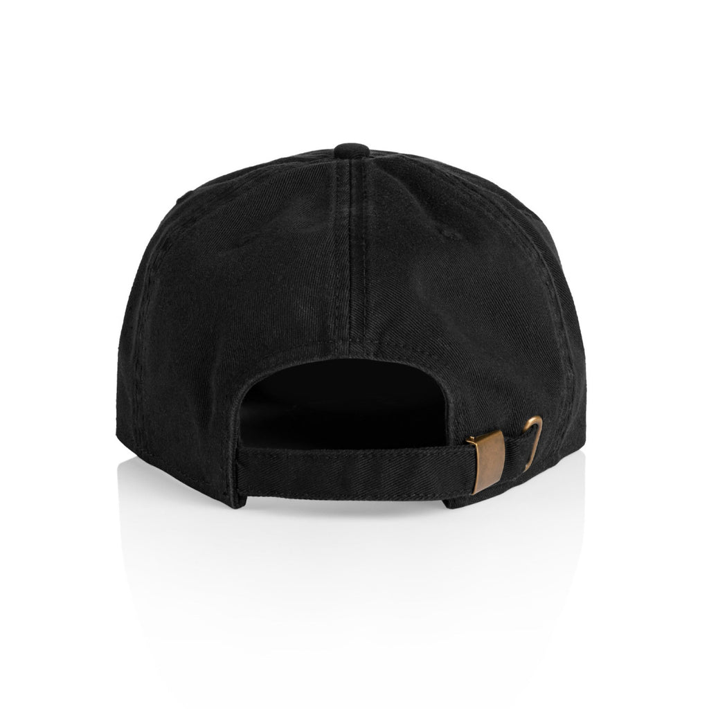 A BLUETILE "RAZOR" CLASSIC HAT BLACK with a brown buckle.