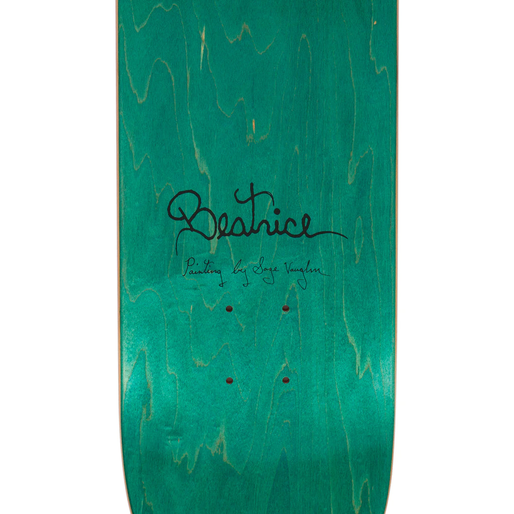 A FUCKING AWESOME BEATRICE GUARDIAN skateboard with BEATRICE DOMOND's black writing.