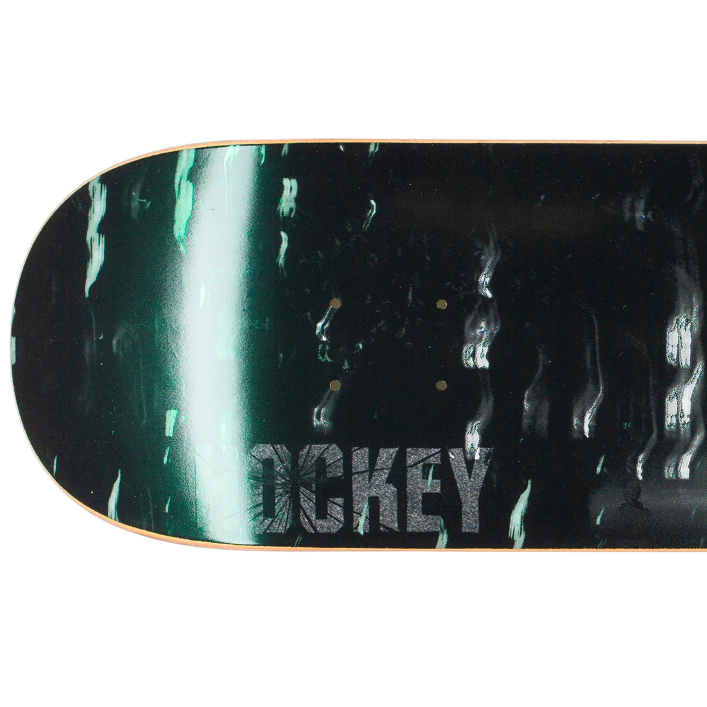 A skateboard with the word HOCKEY ELK HART on it.