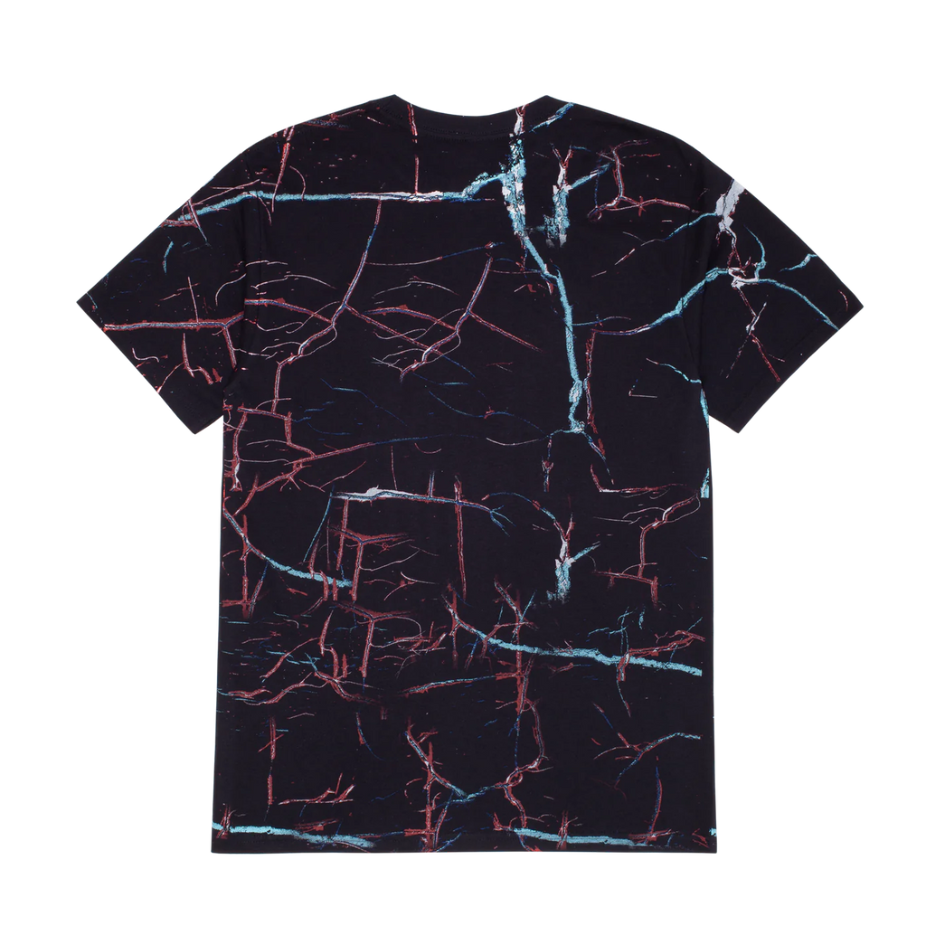 A HOCKEY NIKITA AOP TEE BLACK with a red and blue pattern.
