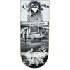 A black and white HOCKEY skateboard featuring an image of a man and a woman.