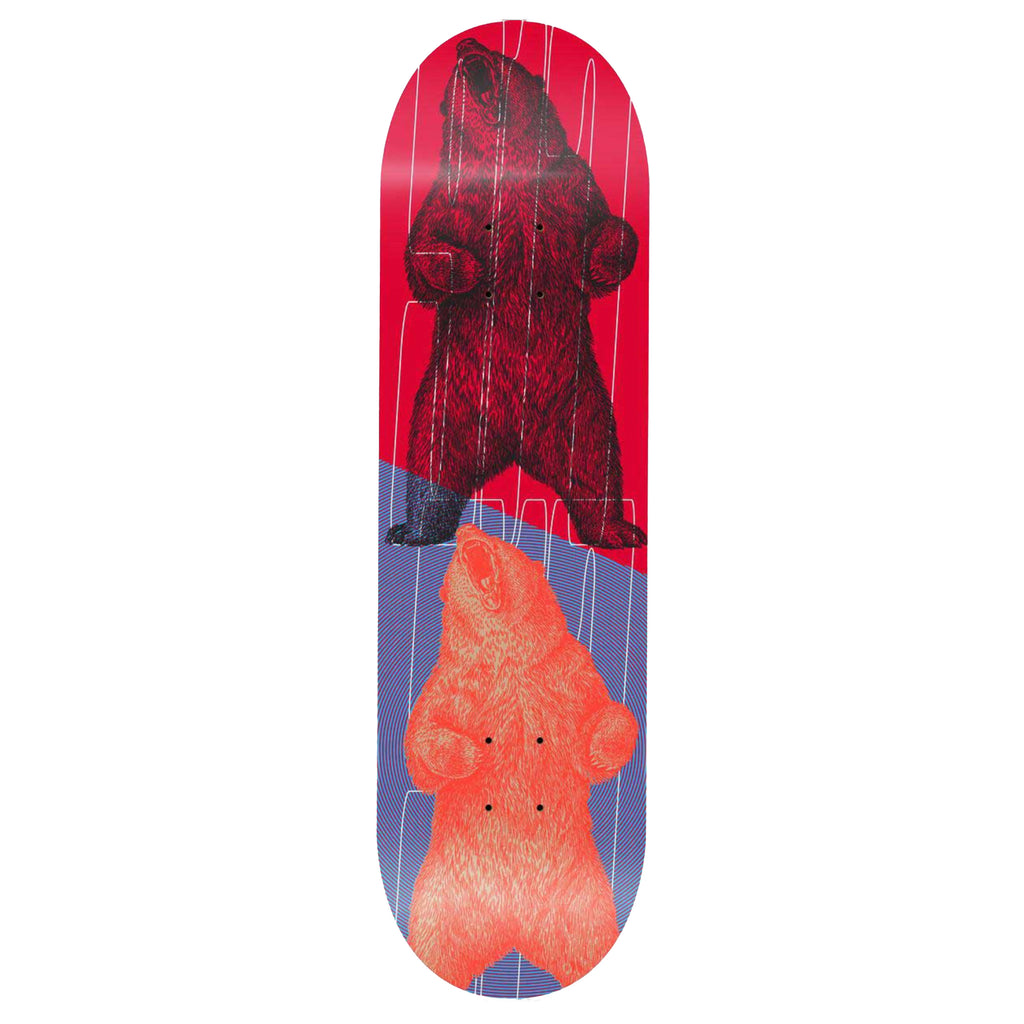 graphic skateboard with bears and thin white "917" text