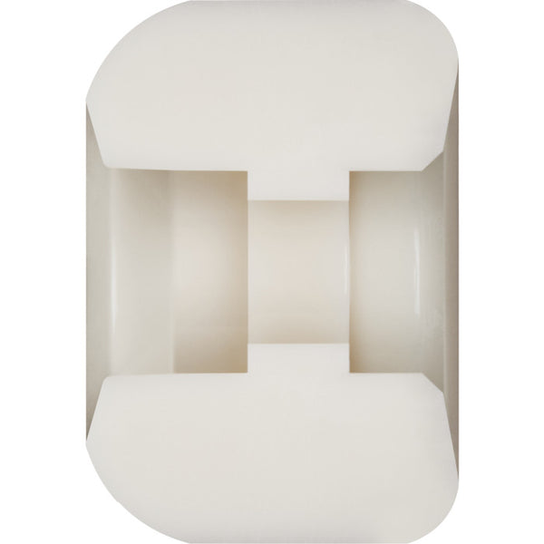 A white plastic spool-shaped object, resembling the POWELL PERALTA DF NANO-CUBICS 56X37MM 97A skateboard wheel, is seen from above against a plain background.