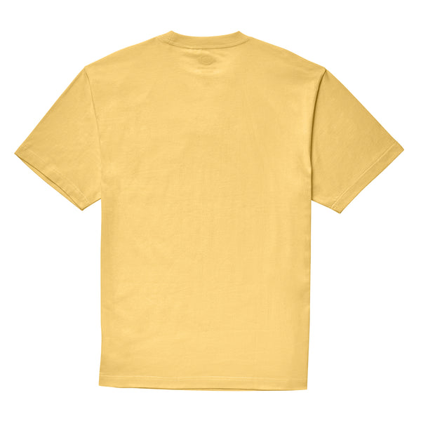 DICKIES GUY MARIANO EMBROIDERED TEE YELLOW CREAM displayed on a white background.