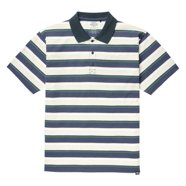 Striped DICKIES GUY MARIANO S/S polo shirt displayed on a plain background.