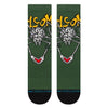 A pair of STANCE SOCKS X WELCOME SKATEBOARDS WILBUR LARGE with a cartoon skeleton on it.