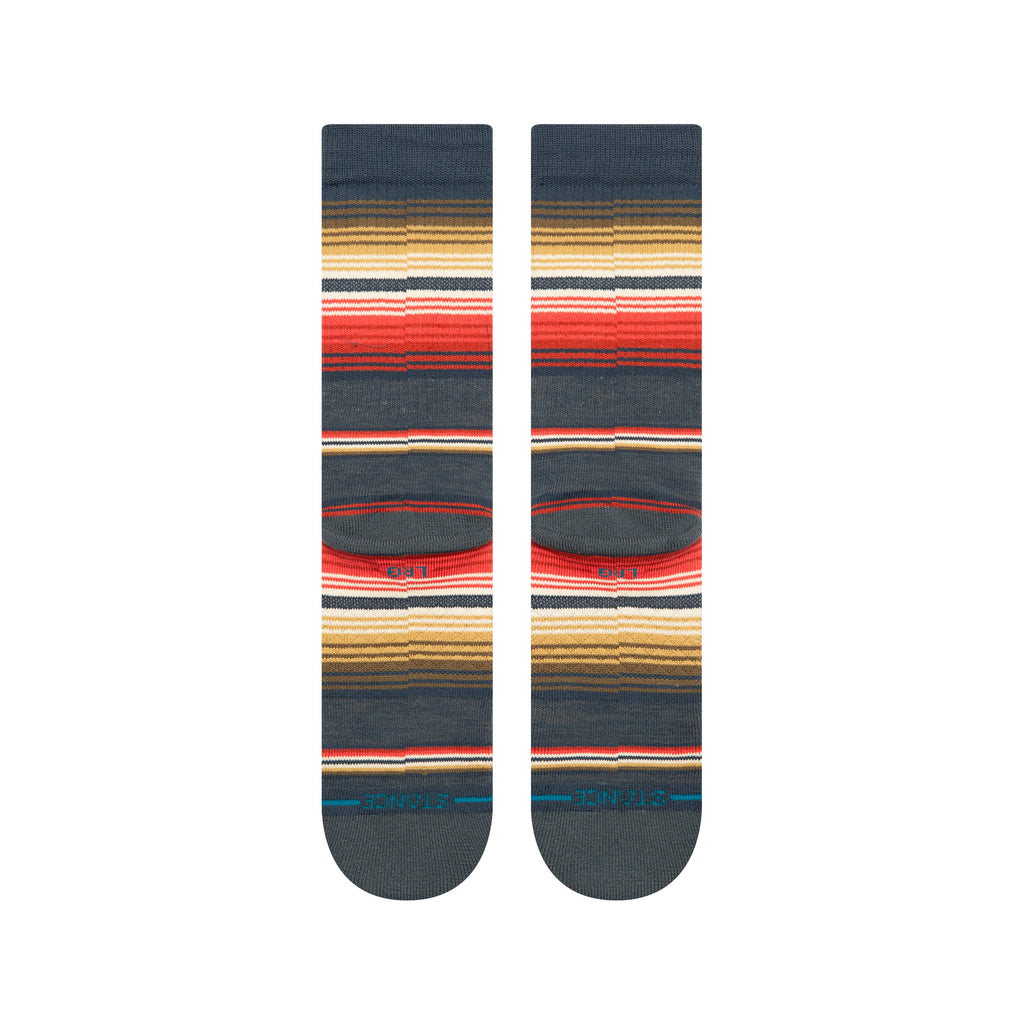 A pair of STANCE SOCKS SOUTHBOUND NAVY LARGE with a striped pattern.