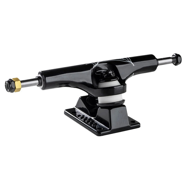 Ace ACE AF1 55 LIMITED HOLLOW DEEDZ (SET OF TWO) black skateboard truck with visible kingpin and bushings, mounted on a baseplate, crafted from high-quality alloy, isolated on a white background.